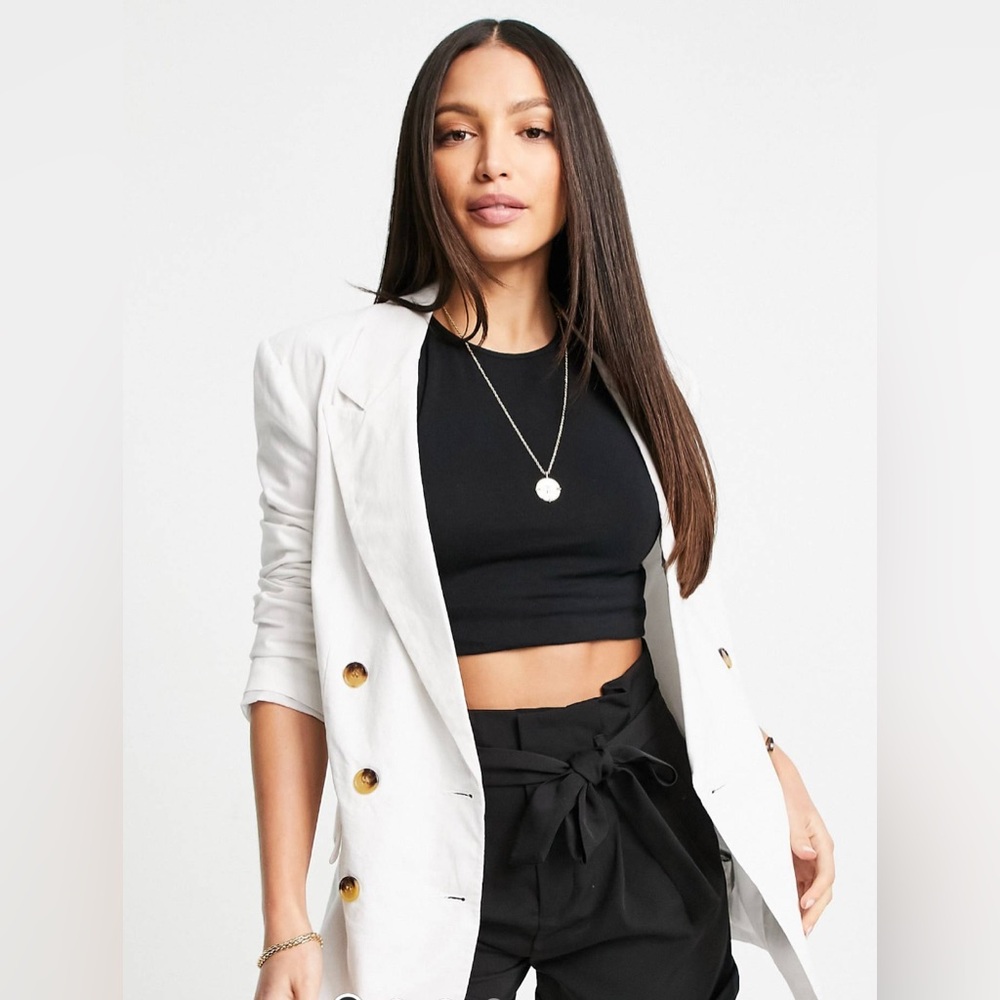 Double Breasted White Blazer